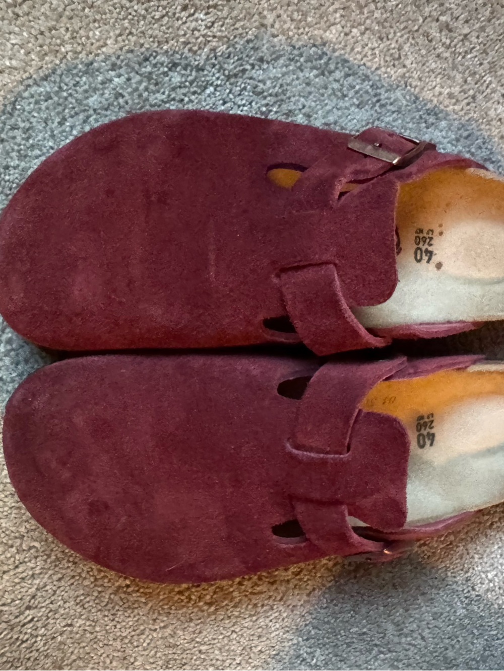 Birkenstock Women's Burgundy Suede Clogs - Picture 2 of 6